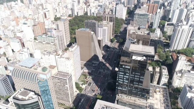 Aerial view of Avenida Paulista (Paulista avenue) in Sao Paulo city, Brazil