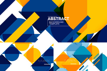 Set of clean minimal geometric abstract backgrounds with triangles and circles. Vector illustration for covers, banners, flyers and posters and other designs