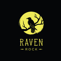 Raven Twigs black crow sign emblem badge Logo design inspirations