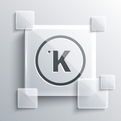 Grey Kelvin icon isolated on grey background. Square glass panels. Vector.