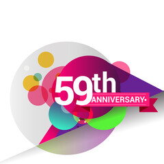 59th Anniversary logo with colorful geometric background, vector design template elements for your birthday celebration.