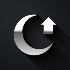 Silver Moon icon isolated on black background. Long shadow style. Vector.
