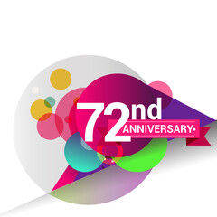72nd Anniversary logo with colorful geometric background, vector design template elements for your birthday celebration.
