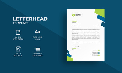 Obraz premium Abstract letterhead design template with green elements