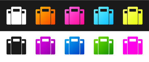 Set Police assault shield icon isolated on black and white background. Vector.