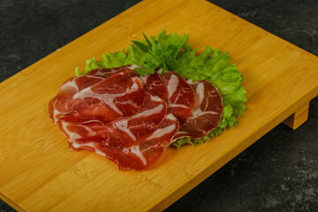 Smoked pork neck slices snack