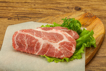 Raw pork meat neck steack