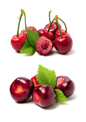 set of cherries isolated