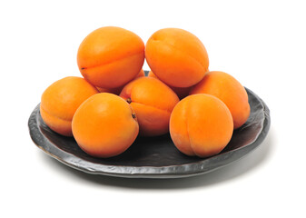 Fresh apricot fruits isolated on white background