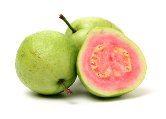 Pink guava isolated on white background