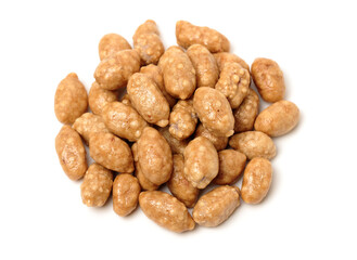 Crispy sweet peanut on white background 
