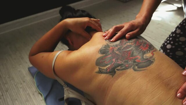 Nice sensual massage on female nack. High quality FullHD footage