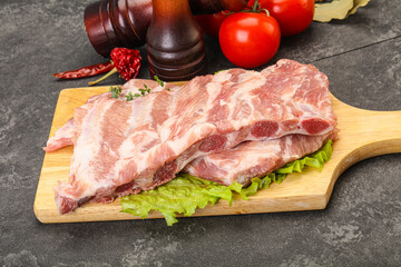 Raw pork ribs for cooking