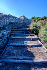Ruins of ancient stageira city in Halkidiki, Greece