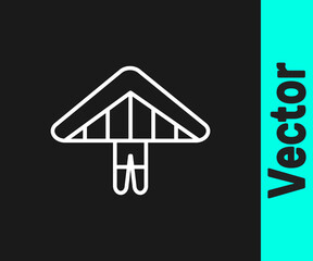 White line Hang glider icon isolated on black background. Extreme sport. Vector Illustration.