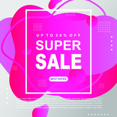 Mega Sale Promotion Banner template Design Super sale special offer promotion discount banner, fluid, liquid gradient vector