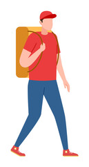 Deliveryman with groceries parcel package isolated on white