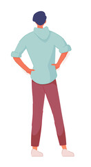 Man standing back holding hand on hip isolated on white