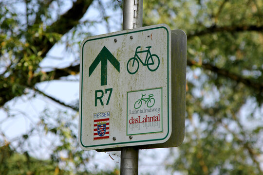 Radweg Schild Lahntal