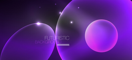 Neon ellipses abstract backgrounds. Shiny bright round shapes glowing in the dark. Vector futuristic illustrations for covers, banners, flyers and posters and other