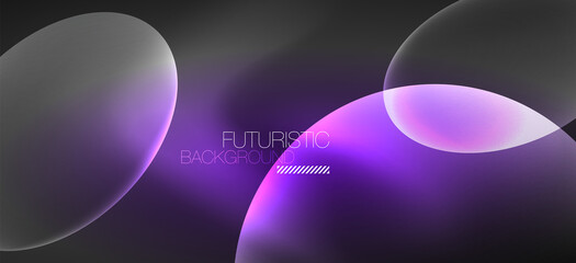 Neon ellipses abstract backgrounds. Shiny bright round shapes glowing in the dark. Vector futuristic illustrations for covers, banners, flyers and posters and other