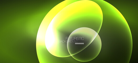 Neon ellipses abstract backgrounds. Shiny bright round shapes glowing in the dark. Vector futuristic illustrations for covers, banners, flyers and posters and other