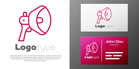 Logotype line Megaphone icon isolated on white background. Speaker sign. Logo design template element. Vector.