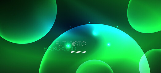 Neon ellipses abstract backgrounds. Shiny bright round shapes glowing in the dark. Vector futuristic illustrations for covers, banners, flyers and posters and other