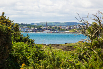 Fototapeta na wymiar A view across Ballyholme Bay in Bangor Northern Ireland