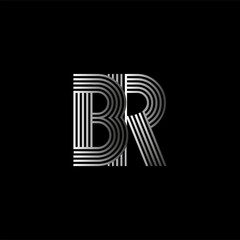 Initial letter logo BR linked white colored, isolated in black background. Vector design template elements for company identity.