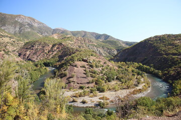 Fototapeta na wymiar Turkey, Tunceli province, Munzur Natural Park, rivers and hills in autumn.