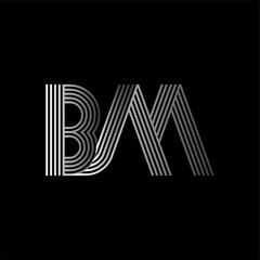 Initial letter logo BM linked white colored, isolated in black background. Vector design template elements for company identity.