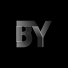 Initial letter logo BY linked white colored, isolated in black background. Vector design template elements for company identity.