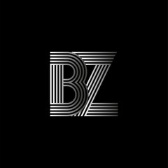 Initial letter logo BZ linked white colored, isolated in black background. Vector design template elements for company identity.