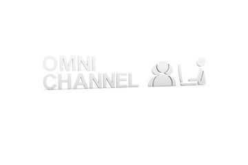 OMNI CHANNEL concept white background 3d render illustration
