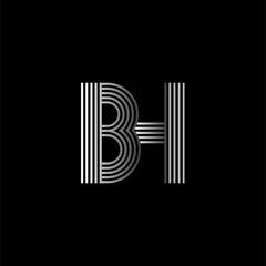 Initial letter logo BH linked white colored, isolated in black background. Vector design template elements for company identity.