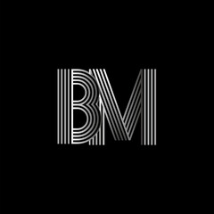 Initial letter logo BM linked white colored, isolated in black background. Vector design template elements for company identity.
