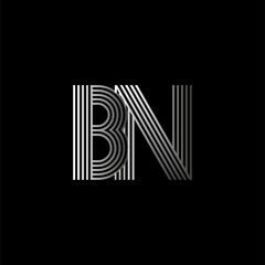 Initial letter logo BN linked white colored, isolated in black background. Vector design template elements for company identity.