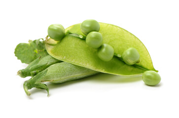 Fresh peas isolated on white background