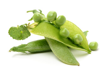 Fresh peas isolated on white background