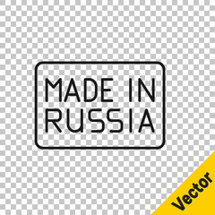 Black line Made in Russia icon isolated on transparent background. Vector.