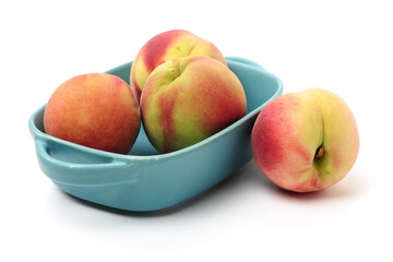 ripe peach on white background 