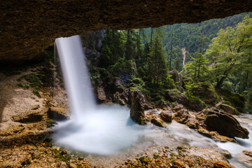 Beautiful Pericnik waterfall in Triglav National Park in Slovenia