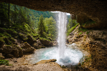Fototapeta na wymiar Beautiful Pericnik waterfall in Triglav National Park in Slovenia