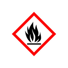 Flammable materials warning sign icon isolated on white background