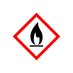 Flammable materials warning sign icon isolated on white background