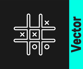 White line Tic tac toe game icon isolated on black background. Vector.