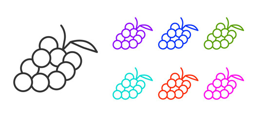 Black line Grape fruit icon isolated on white background. Set icons colorful. Vector.