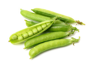 Fresh peas isolated on white background