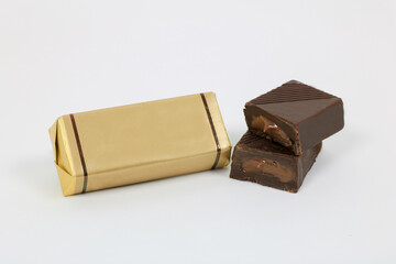 chocolate bar on white